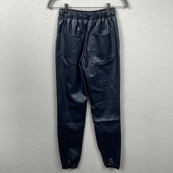 New WeWoreWhat Vegan Leather Jogger Pants Pull On Black Sz XS - Picture 6 of 13